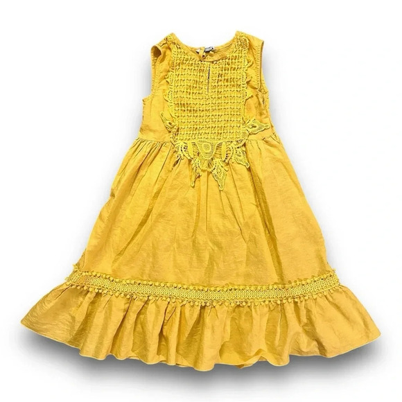 Mayoral | Yellow Cotton Crochet Dress (7) 💛 - Picture 2 of 6